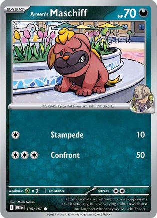 Image of Arven's Maschiff 138  - Reverse Holofoil SV10 Destined Rivals - Common